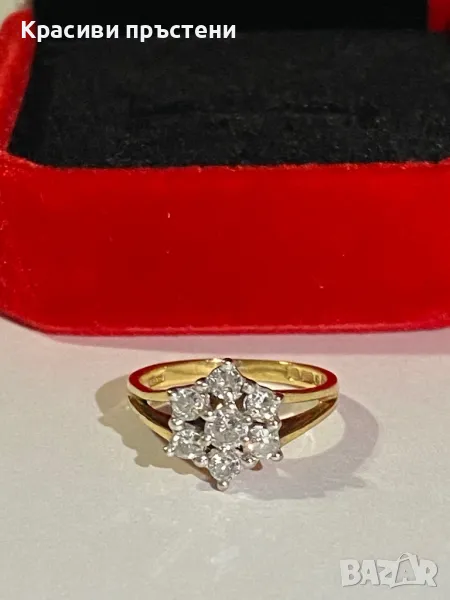 Луксозен златен пръстен с 7 диаманта – 18 карата, 2.83 гр, снимка 1
