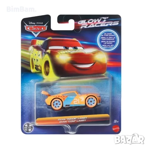 Оригинална количка Cars Glow Racers Ryan "Inside" Laney - светещa / Disney / Pixar / Колите, снимка 1