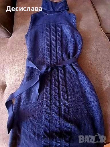 Рокля Calvin Klein плетена, тъмно синя, снимка 1