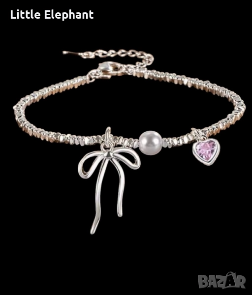 Pre order Сребърна гривна"Love bow",панделка и сърце,колекция"Hearts"/нова, снимка 1