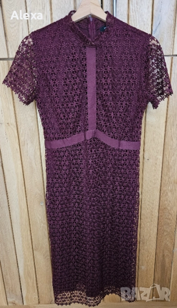 Рокля с плетена дантела марка Reserved размер 38 цвят бордо, снимка 1