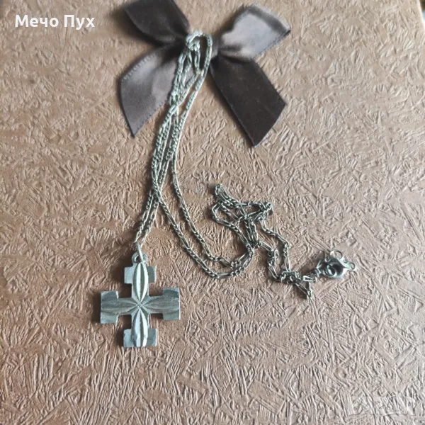 Сребърен синджир с Кръст с две лица (316), снимка 1