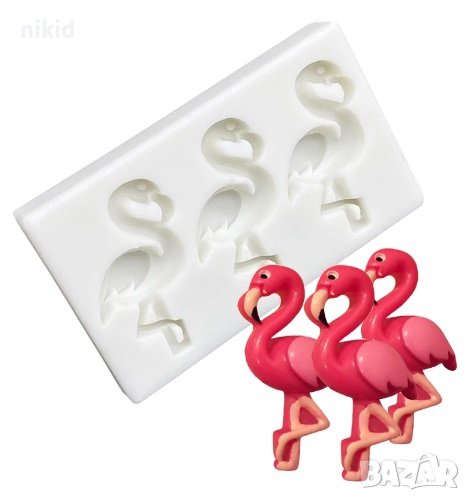 3 фламинго прави силиконов молд форма декорация и украса фондан, снимка 1