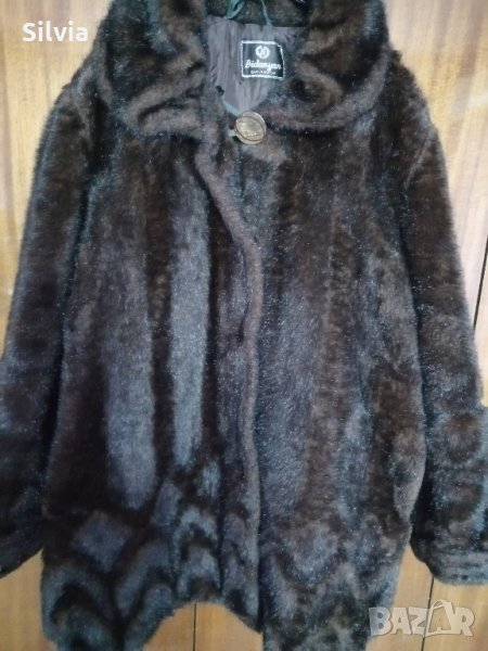Палто кафяво изкуствено голям размер - 30лв., снимка 1