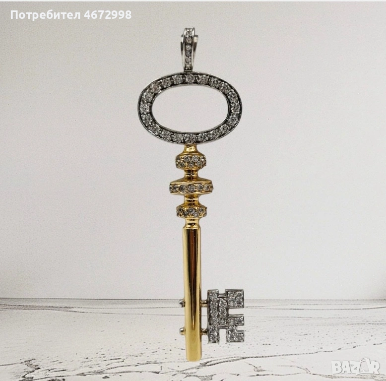 Златен ключ висулка медальон 14 к, снимка 1
