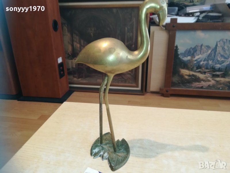 голямо фламинго-мед/месинг/бронз-33х20х16см, снимка 1