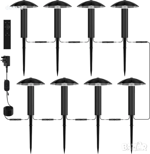 Градински осветителни тела ALYFC за открито Комплект от 8 дистанционно, снимка 1