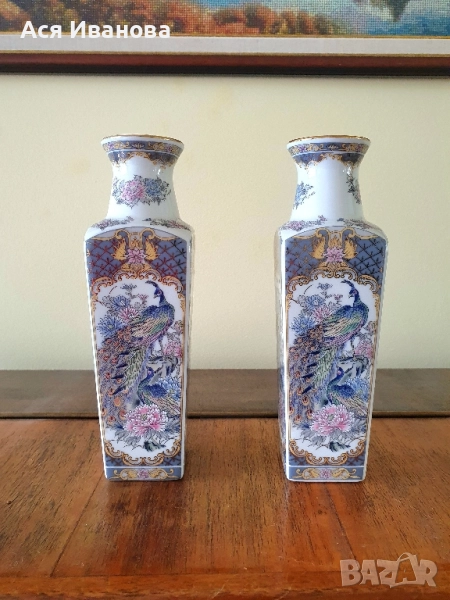 Чифт японски керамични вази, снимка 1