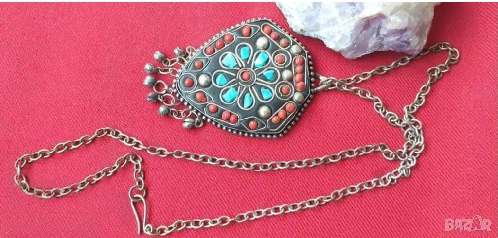 Старо кулие талисман амулет с корали и тюркоаз , снимка 1