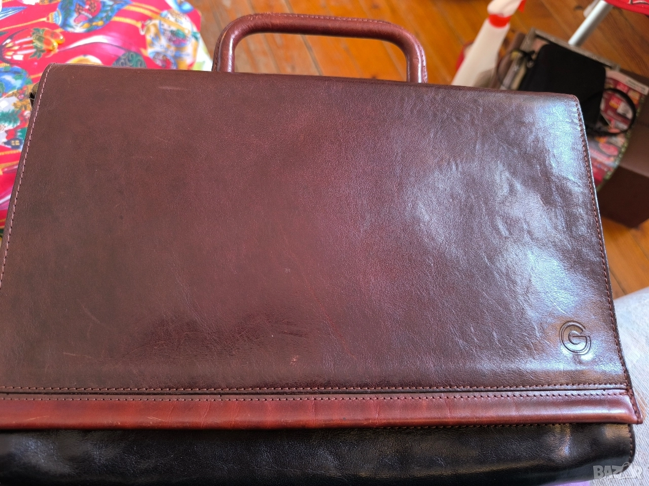 вносна италианска кожена чанта с дълга дръжка, снимка 1