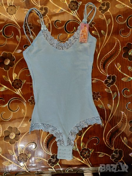 Ново дамско светлосиньо боди с дантела, снимка 1