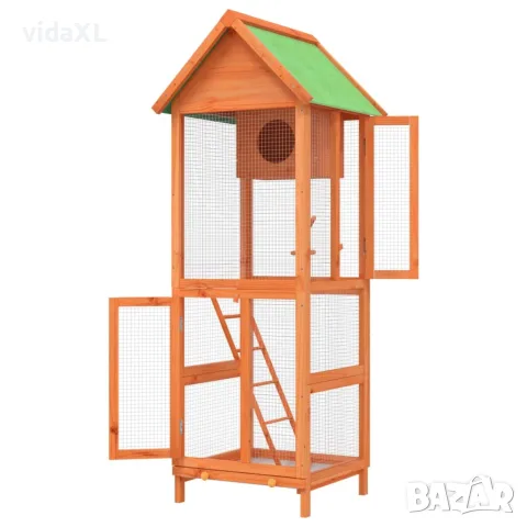 vidaXL Къщичка за птици кафява 60x58,5x160 см масивна чамова дървесина, снимка 6 - За птици - 56146308