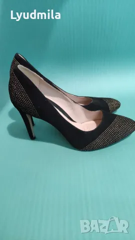 Кларкс Официални Велурени обувки със златисти нишки, снимка 1