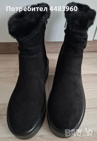 Черни боти велур и плюш