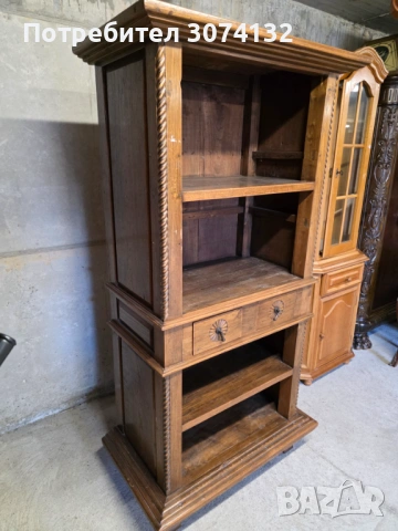 Библиотека в стил Рустик изработена изцяло от масив, снимка 5 - Секции и витрини - 54208210