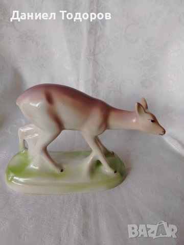 Стара Българска  Порцеланова Фигура - Сърна - с Маркировка, снимка 2 - Статуетки - 42224185