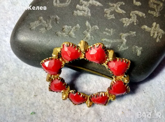 СТАРА ЗЛАТИСТА СКЪПОЦЕННА РЕТРО БРОШКА МАЙСТОРСКА ЮВЕЛИРНА РАБОТА 48772, снимка 3 - Антикварни и старинни предмети - 48733978