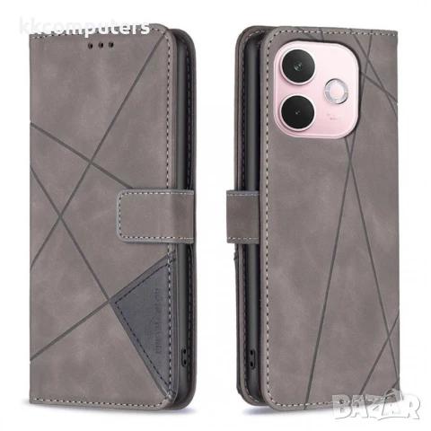 OPPO A5 Pro 5G Кожен Калъф Rhombus Design с Магнитно Закопчаване, Стойка и Протектор – 6 Цвята, снимка 2 - Калъфи, кейсове - 50573768