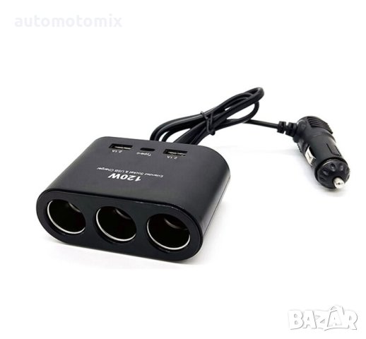 РАЗКЛОНИТЕЛ ЗА ЗАПАЛКА 2 USB+C-TYPE 1653