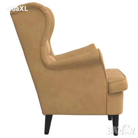 vidaXL Фотьойл, кафяв, кадифе, снимка 5 - Дивани и мека мебел - 56146802