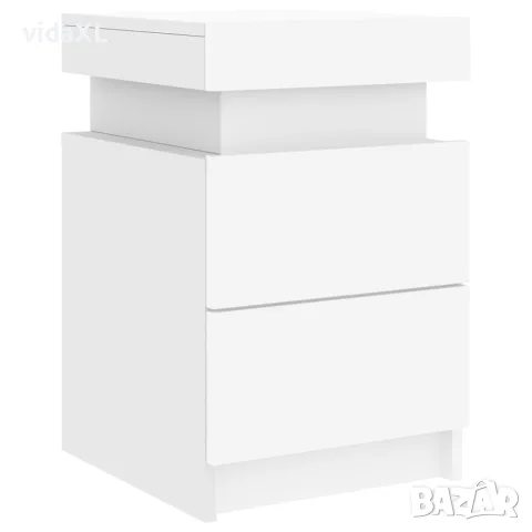 vidaXL Нощно шкафче с LED осветление, бяло, 35x39x55 см, снимка 5 - Шкафове - 56148133