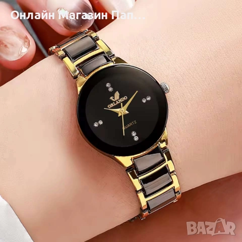 ORLANDO дамски кварцов часовник 26мм черно-златен дизайн, снимка 2 - Дамски - 52909445