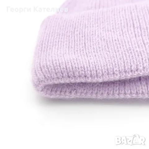 Дамска плетена шапка в лилаво с подгъв Код на продукта:DASH-001-5, снимка 2 - Шапки - 48110002