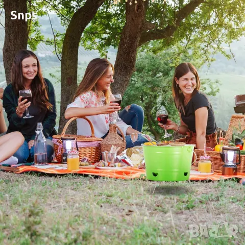 Преносимо барбекю - за балкон и къмпинг - дизайн на кофа - дръжка - Ø 27 см - черно, снимка 4 - Барбекюта - 48513886