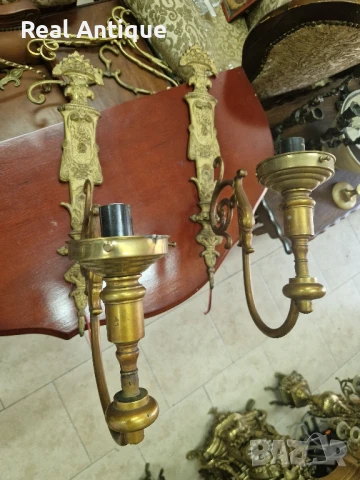 Чифт стари страхотни антикварни френски бронзови аплици , снимка 3 - Антикварни и старинни предмети - 50792565