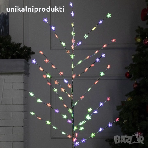 коледно дръвче 150см с LED лампички 85 звездички многоцветна светлина 