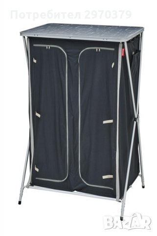 Шкаф за съхранение с гардероб – сиво/черно, снимка 2 - Къмпинг мебели - 32140604