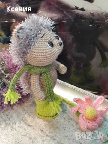 Плетена играчка ”Таралеж с лайка”, Плетени, ръчно изработени, прекрасен подарък, снимка 8 - Плюшени играчки - 52509936