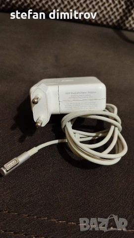 Оригинално Зарядно за MacBook, Apple 220v Magsafe 1 Charger A1344 60w, Бял, снимка 6 - Лаптоп аксесоари - 53225154