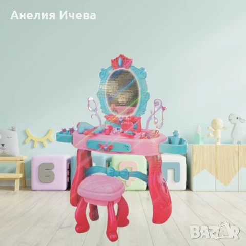 Детска тоалетка с огледало, осветление и аксесоари -31 части , снимка 3 - Играчки за стая - 51348935