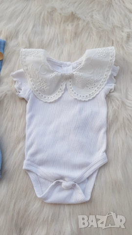 Бебешки дънков гащеризон и боди с якичка 0-3 месеца , снимка 2 - Бебешки гащеризони - 51756902