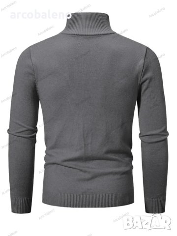 Мъжки ежедневен едноцветен пуловер с половин цип и стояща яка, 10цвята - 023, снимка 12 - Пуловери - 42784816