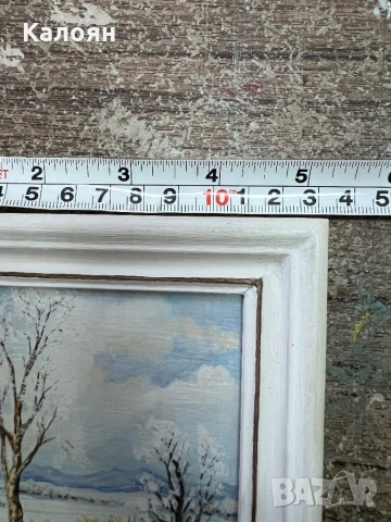 Картина пейзаж с маслени бои 13х13 см, снимка 5 - Други - 51061181