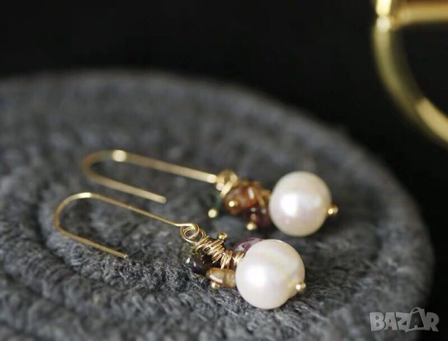 Обици с естествени перли - бутикови, снимка 2 - Обеци - 31810794