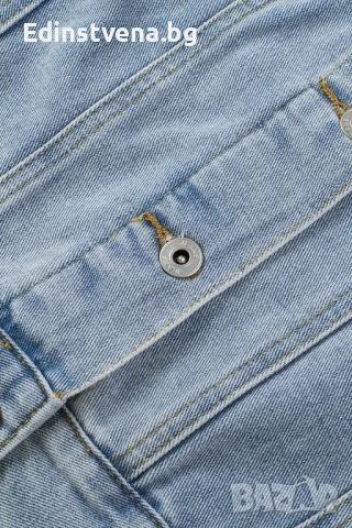 Дамско дънково яке в синьо с пайети и ефектни ресни, снимка 14 - Якета - 50791428