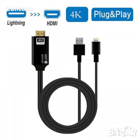 Кабел Lightning to 4К HDMI Adapter Cable - 2 метра​