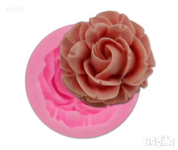 Роза набраздена малка силиконов молд форма фондан шоколад декор, снимка 4 - Форми - 48856120