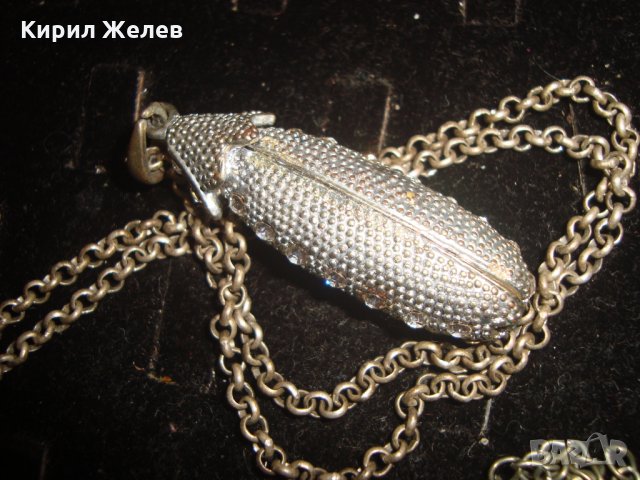 СРЕБРИСТО ОРИГИНАЛНО АРТ КОЛИЕ МЕДАЛЬОН с ВГРАДЕНИ ПЕРЛИЧКИ и КРИСТАЛИ 16565, снимка 9 - Колиета, медальони, синджири - 30711712