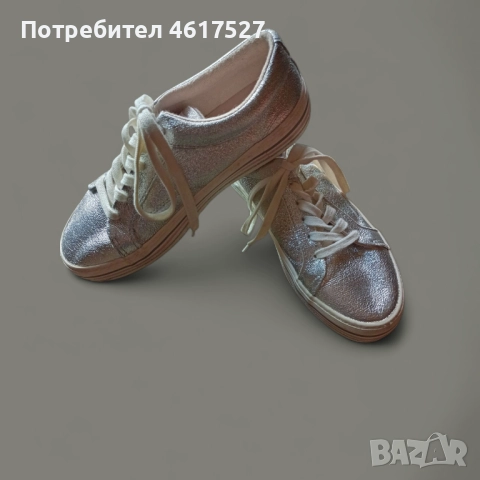 Сребристи дамски маратонки Zara, снимка 7 - Маратонки - 52084474