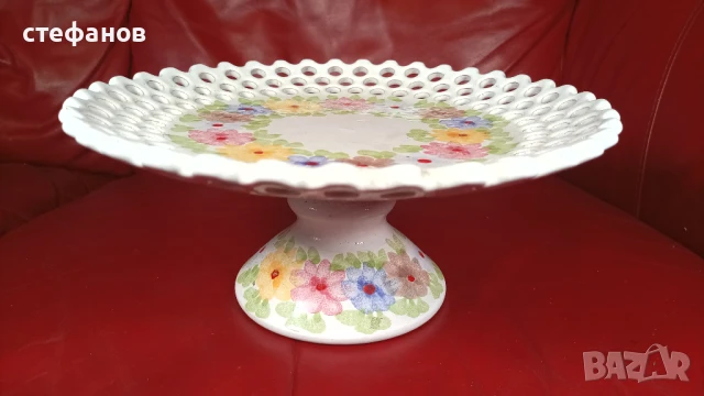 Красива керамична фруктиера, рязан, гледжосана