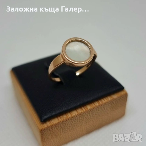 Стилен златен пръстен с перламутър – 585, 2,10г, снимка 2 - Пръстени - 54215145