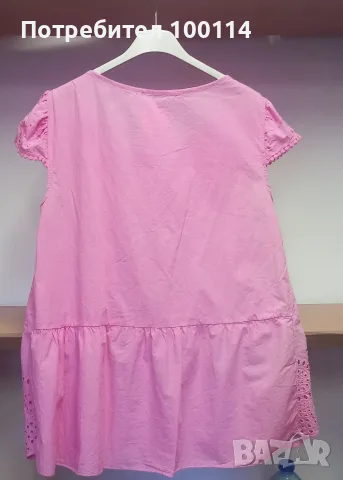 Розова туника с рязана бродерия, памук, снимка 2 - Туники - 55728668