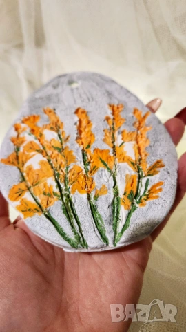 Ръчно изработено пано от глина с релефни цветя, снимка 9 - Пана - 53206786