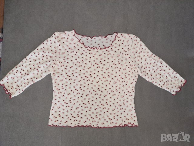 Къса дамска блуза със среден ръкав уникат XS - S, снимка 2 - Блузи с дълъг ръкав и пуловери - 44370419