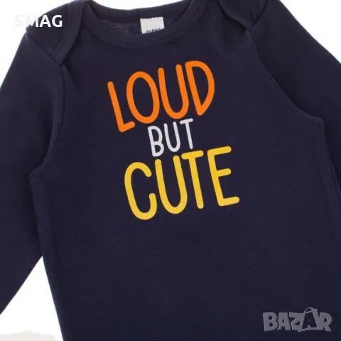 Бебешко Памучно боди синьо Loud But Cute S_1245618, снимка 2 - Бодита за бебе - 49897304