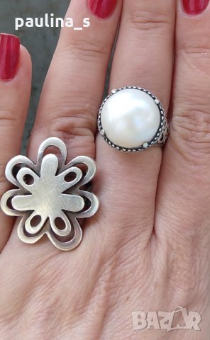 Стар турски пръстен с естествена перла / сребърен пръстен проба 925 , снимка 7 - Пръстени - 30033456